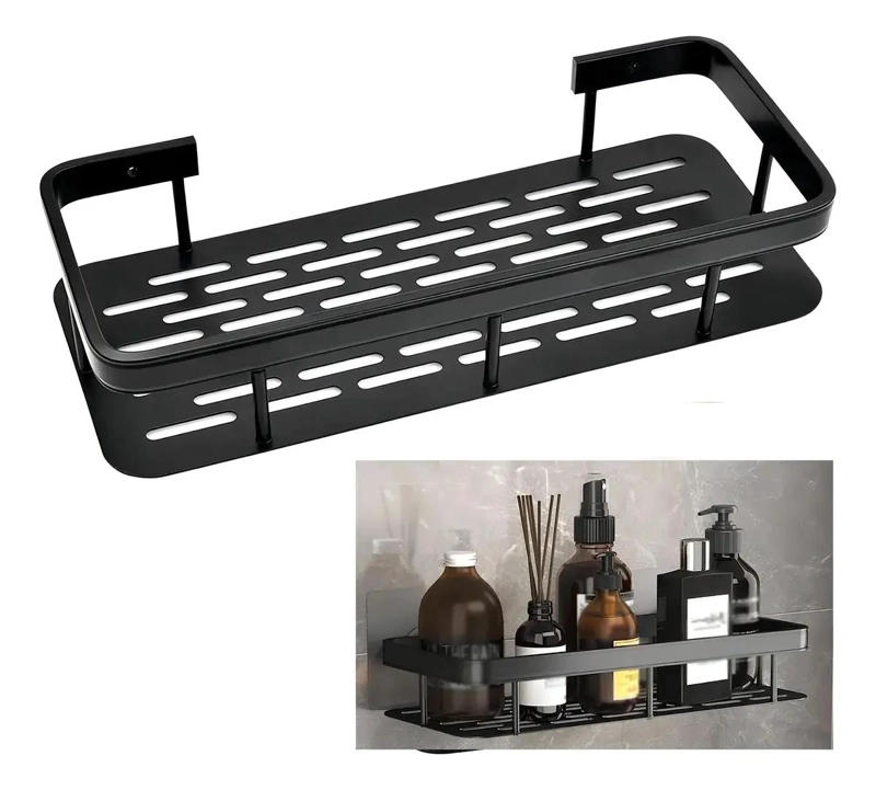 ESTANTE ADHESIVO PARA DUCHA Y BAÑO COLOR NEGRO - 1