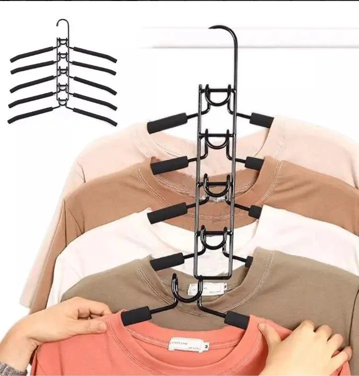 PACK DE 2 PERCHAS ANTIDESLIZANTES PARA ROPA CON 5 GANCHOS - 10