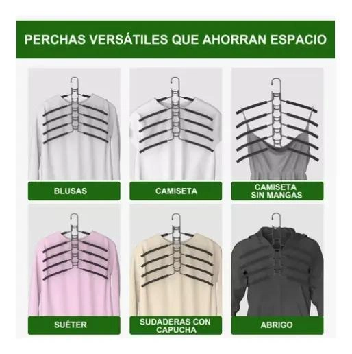 PACK DE 2 PERCHAS ANTIDESLIZANTES PARA ROPA CON 5 GANCHOS - 6
