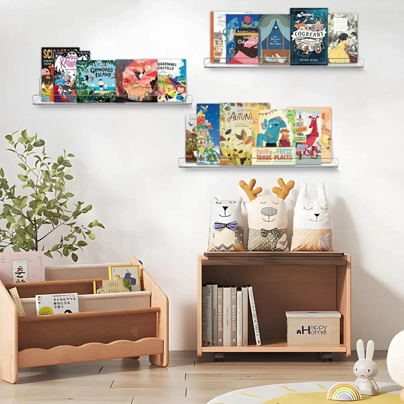 JUEGO DE 4 ESTANTES FLOTANTES DE ACRILICO PARA PARED - 3