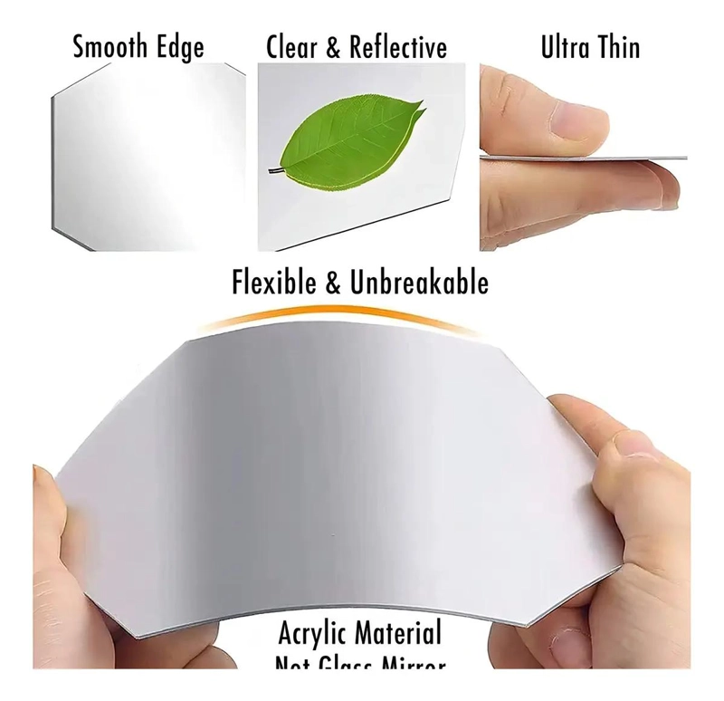 PACK DE 12 ESPEJOS ADHESIVOS HEXAGONALES PARA DECORACION - 10