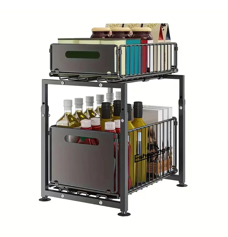 ESTANTE ORGANIZADOR DESLIZANTE DE 2 NIVELES PARA COCINA Y BAÑO - 1