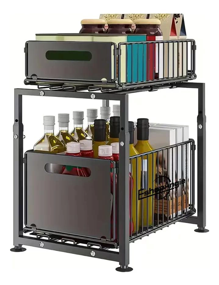 ESTANTE ORGANIZADOR DESLIZANTE DE 2 NIVELES PARA COCINA Y BAÑO - 1
