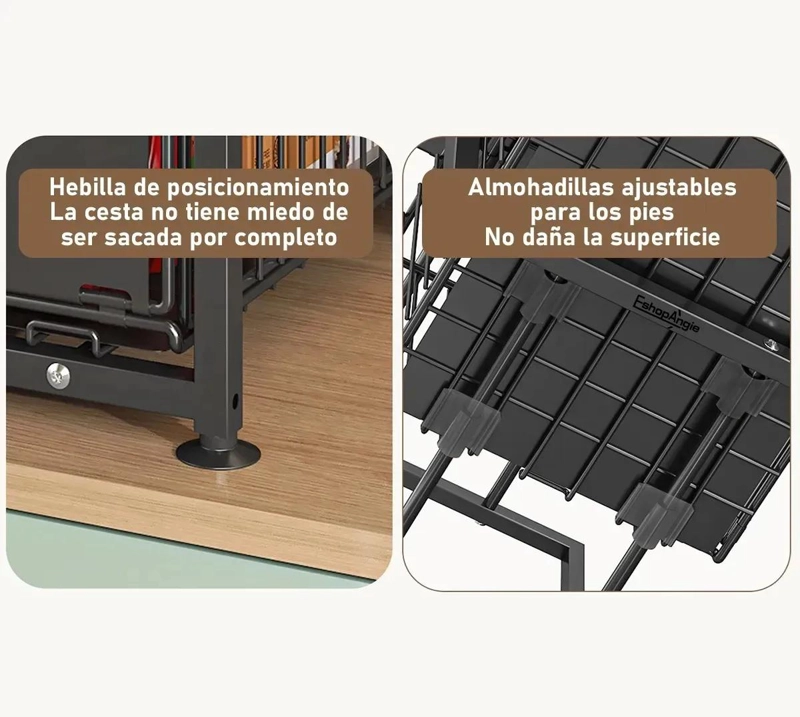 ESTANTE ORGANIZADOR DESLIZANTE DE 2 NIVELES PARA COCINA Y BAÑO - 5