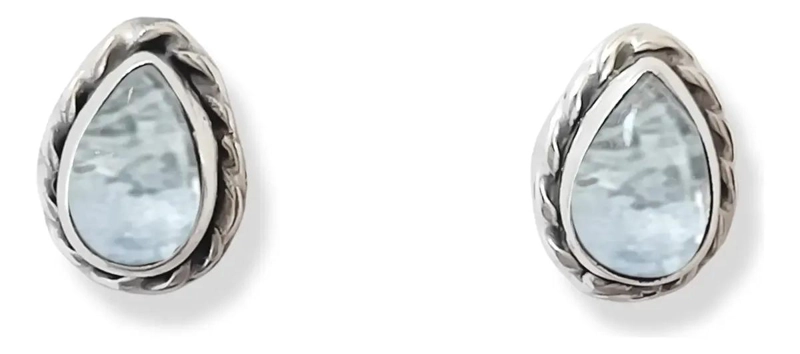 AROS DE PLATA FINA 925 CON PIEDRA LUNA EN DISEÑO GOTA - 1