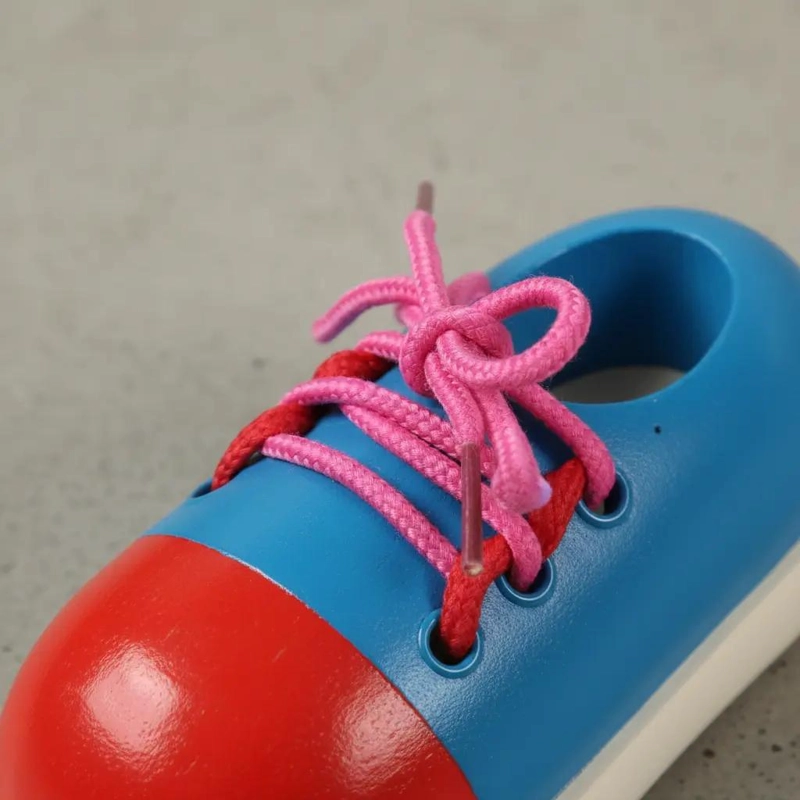 ZAPATO DE MADERA PARA APRENDER A ATAR CORDONES - 8