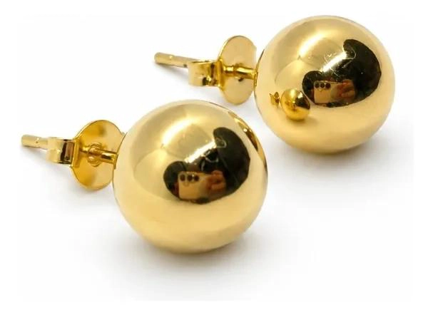 AROS ESFERA LISAS DE 10MM EN ENCHAPE DE ORO 18K - 1
