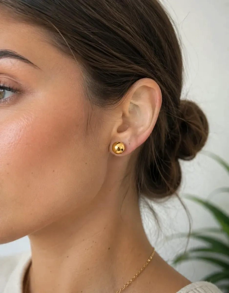 AROS ESFERA LISAS DE 10MM EN ENCHAPE DE ORO 18K - 2