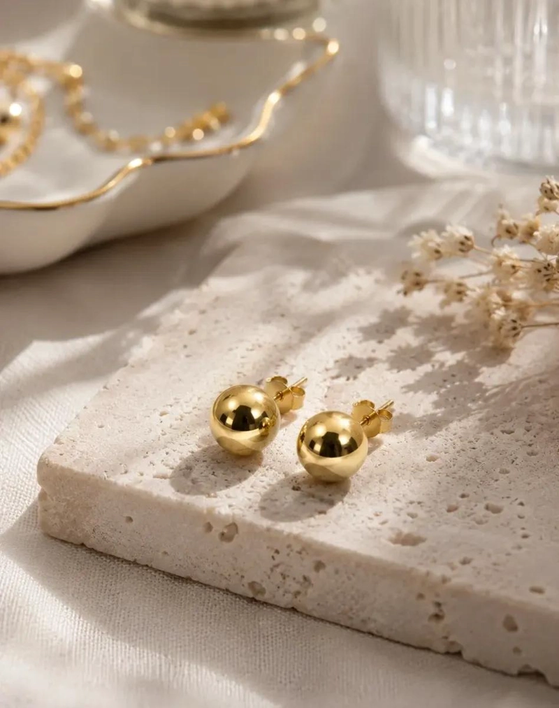 AROS ESFERA LISAS DE 10MM EN ENCHAPE DE ORO 18K - 5