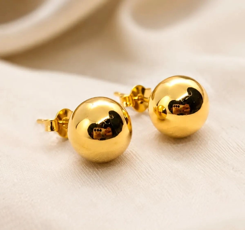 AROS ESFERA LISAS DE 10MM EN ENCHAPE DE ORO 18K - 6
