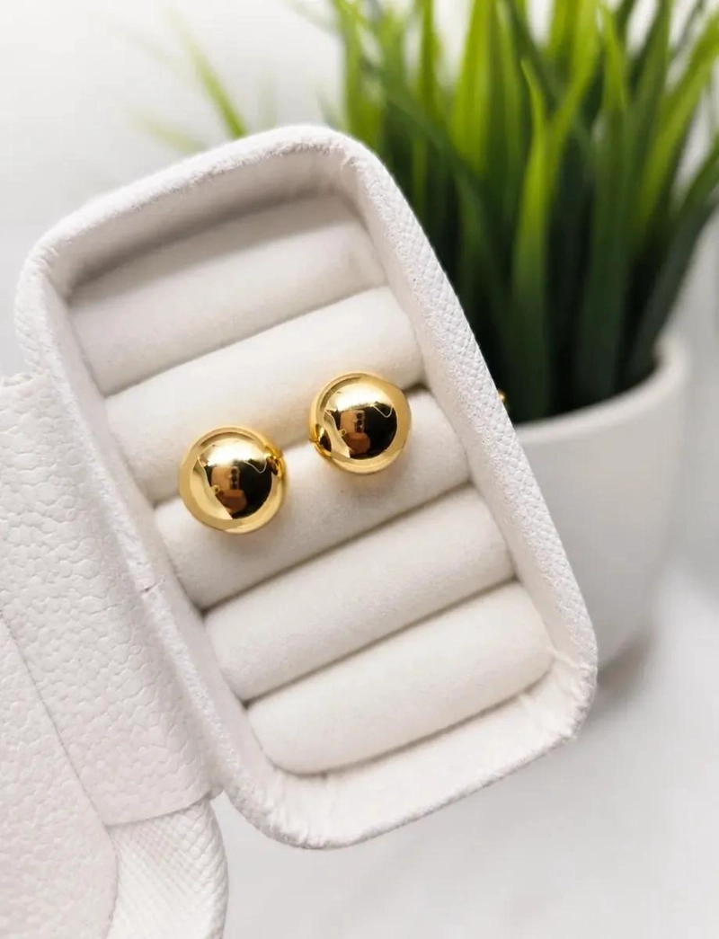 AROS ESFERA LISAS DE 10MM EN ENCHAPE DE ORO 18K - 8