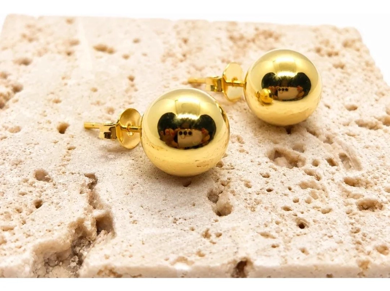 AROS ESFERA LISAS DE 10MM EN ENCHAPE DE ORO 18K - 9