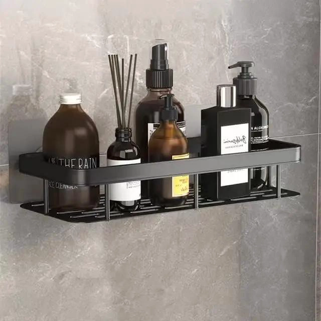 ORGANIZADOR DE DUCHA ADHESIVO NEGRO PARA BAÑO - 1