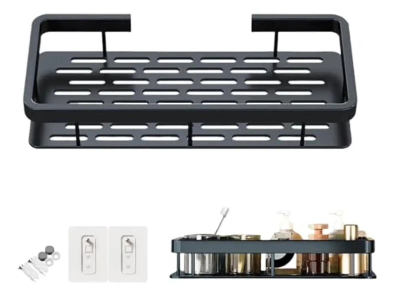 ORGANIZADOR DE DUCHA ADHESIVO NEGRO PARA BAÑO - 10