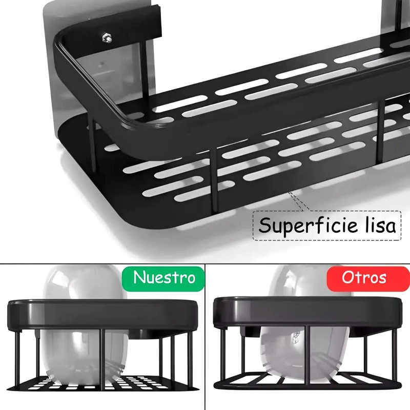 ORGANIZADOR DE DUCHA ADHESIVO NEGRO PARA BAÑO - 3