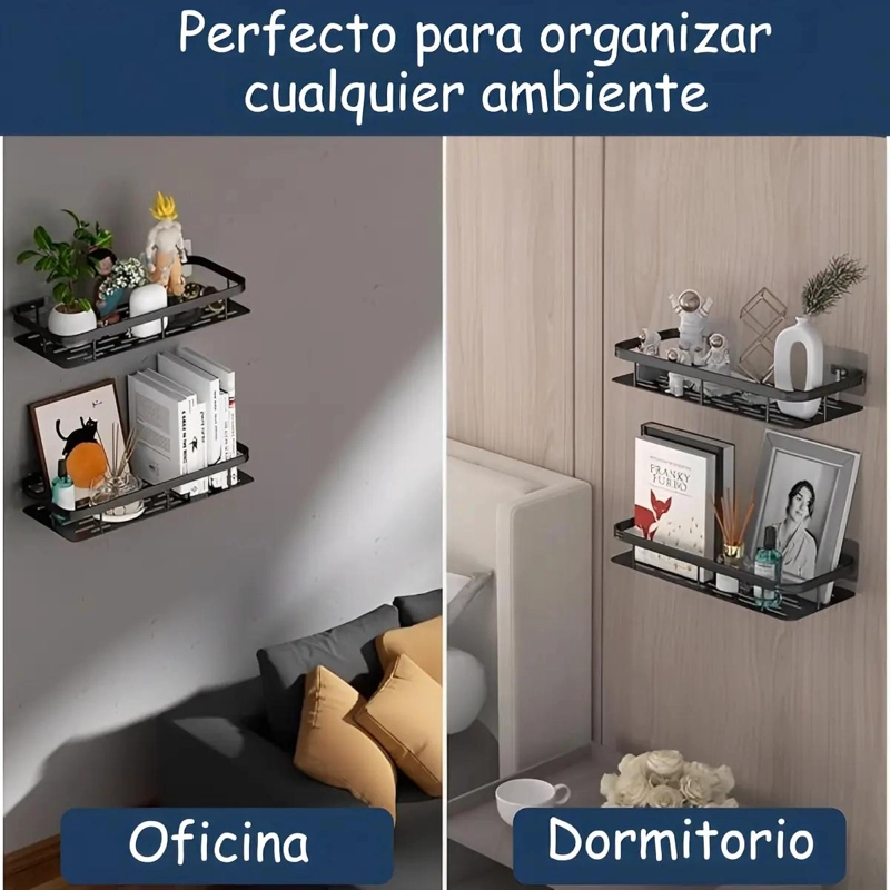 ORGANIZADOR DE DUCHA ADHESIVO NEGRO PARA BAÑO - 5