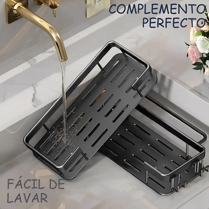 ORGANIZADOR DE DUCHA ADHESIVO NEGRO PARA BAÑO - 7