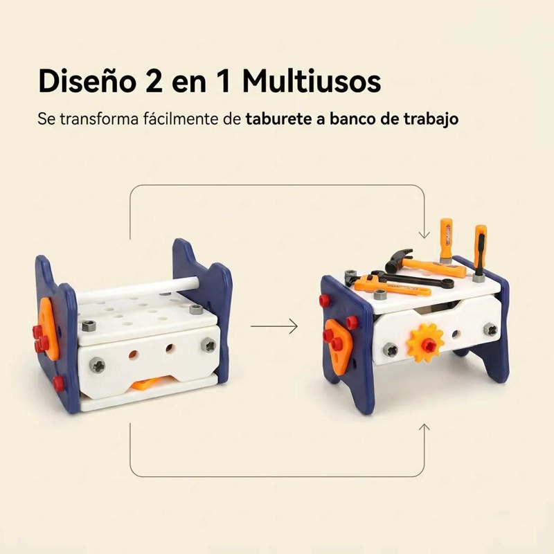 CAJA DE HERRAMIENTAS DE MADERA CON 56 ACCESORIOS PARA NIÑOS - 4