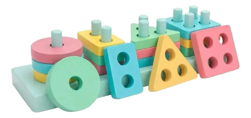 BLOQUES DE MADERA GEOME TRICOS PARA APRENDIZAJE INFANTIL - 7