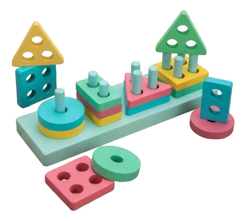 BLOQUES DE MADERA GEOME TRICOS PARA APRENDIZAJE INFANTIL - 8