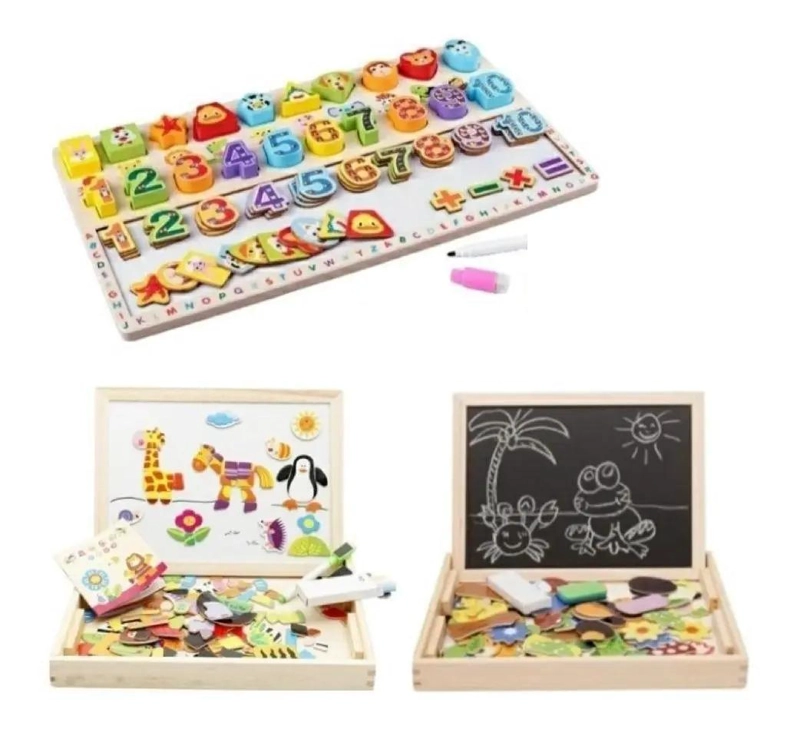 PIZARRA MAGNE TICA DIDACTICA INFANTIL DE MADERA 2 EN 1 - 2