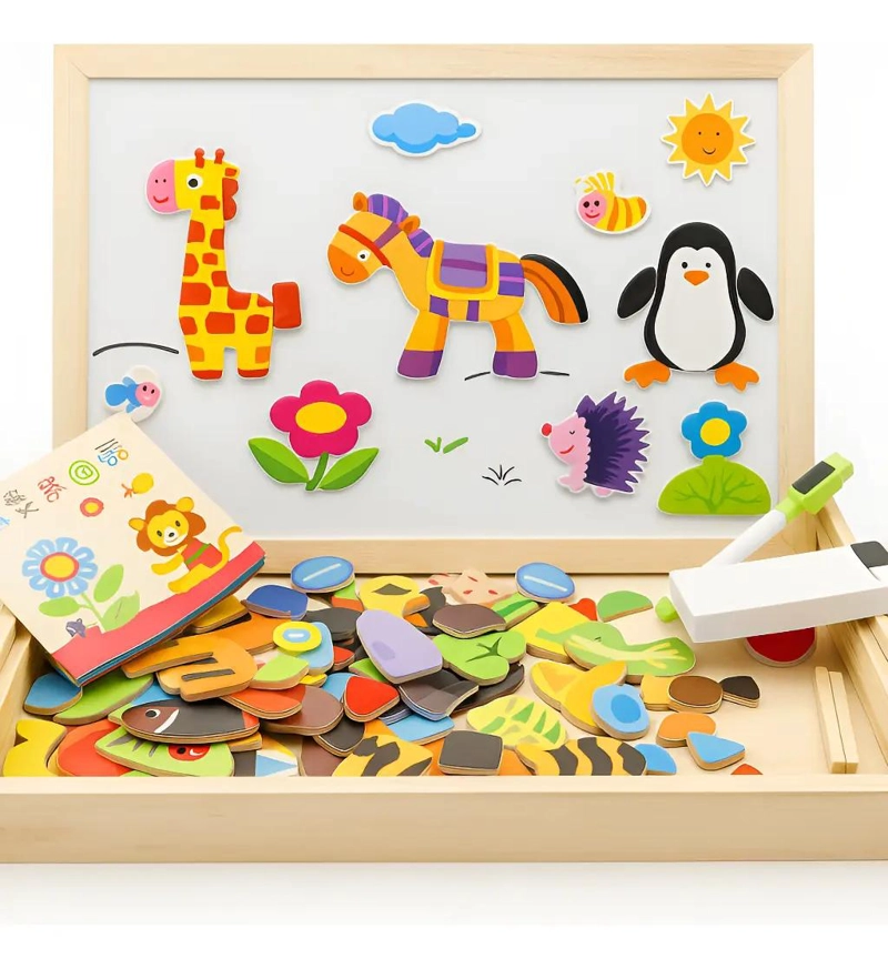 PIZARRA MAGNE TICA DIDACTICA INFANTIL DE MADERA 2 EN 1 - 4