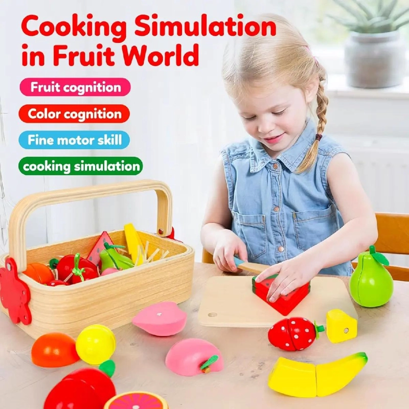 CANASTA DE FRUTAS DE MADERA MONTESSORI DIDACTICA PARA NIÑOS - 7