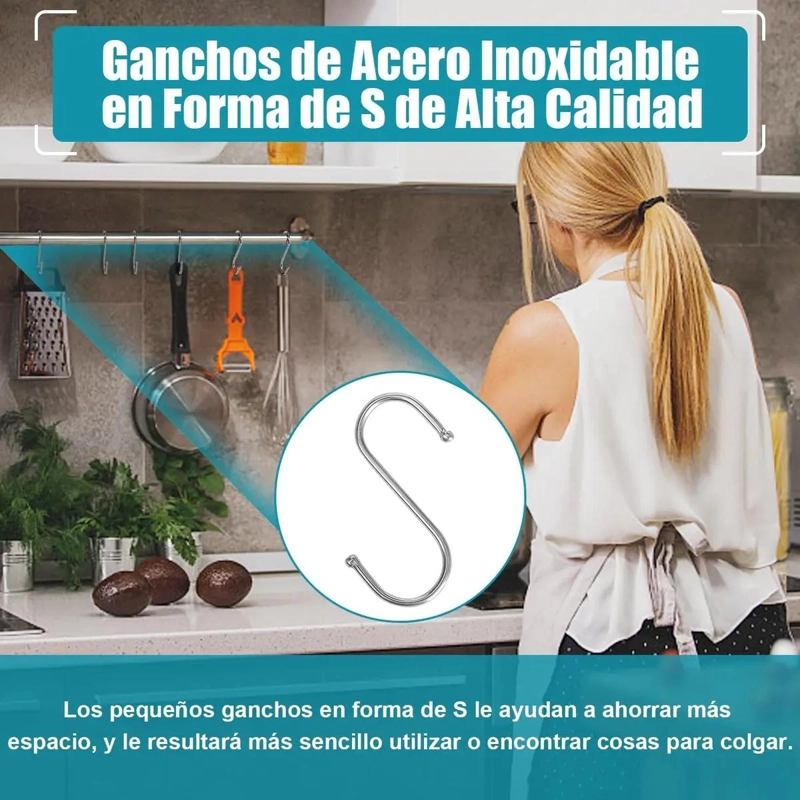 PAQUETE DE 40 GANCHOS EN FORMA DE S DE 9 CM PARA COLGAR - 6