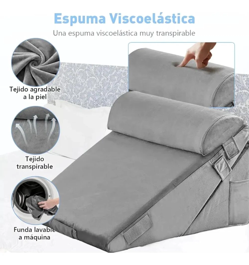 ALMOHADA CUÑA TRIANGULAR AJUSTABLE CON SOPORTE ERGONOMICO PARA ADULTOS - 2
