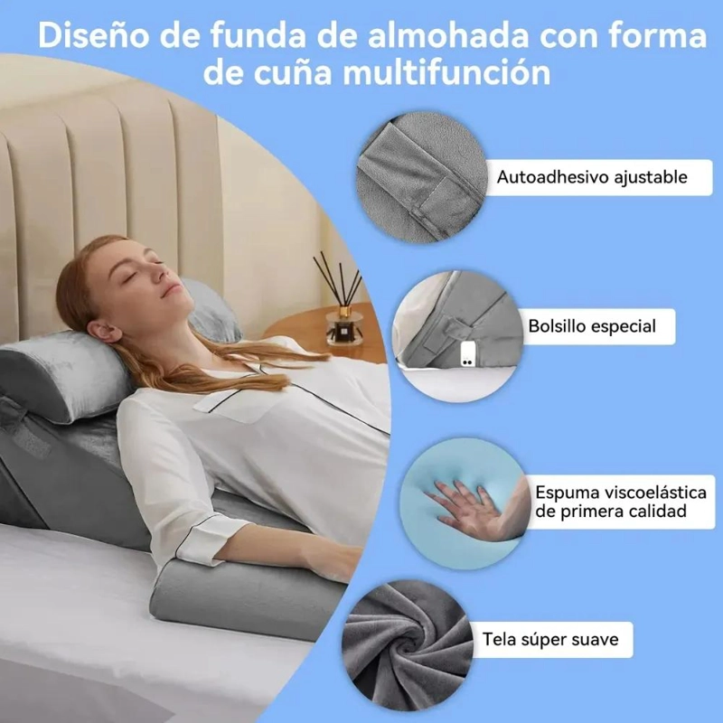 ALMOHADA CUÑA TRIANGULAR AJUSTABLE CON SOPORTE ERGONOMICO PARA ADULTOS - 4