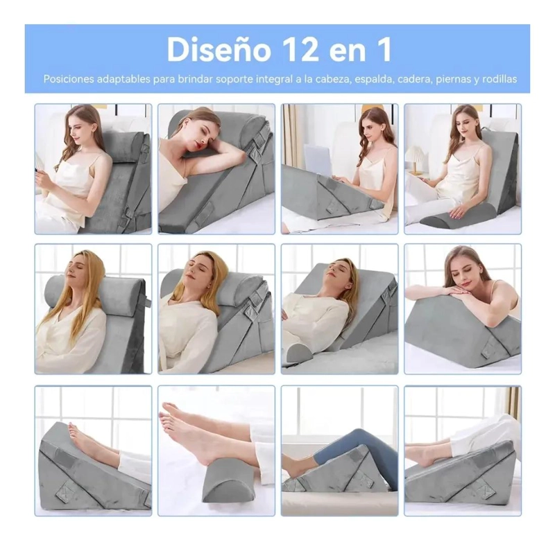ALMOHADA CUÑA TRIANGULAR AJUSTABLE CON SOPORTE ERGONOMICO PARA ADULTOS - 5