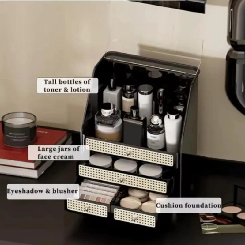 ORGANIZADOR DE MAQUILLAJE CON COMPARTIMENTOS Y CAJONES - 4
