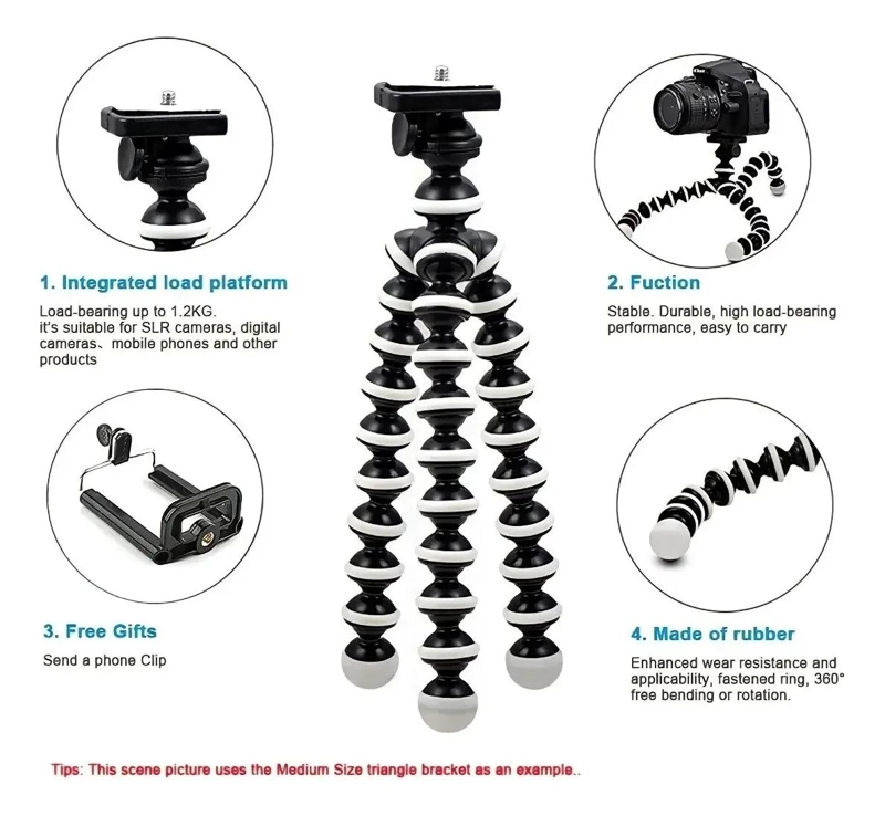 TRIPODE FLEXIBLE PULPO PARA CELULAR Y CAMARA DE 18CM - 6