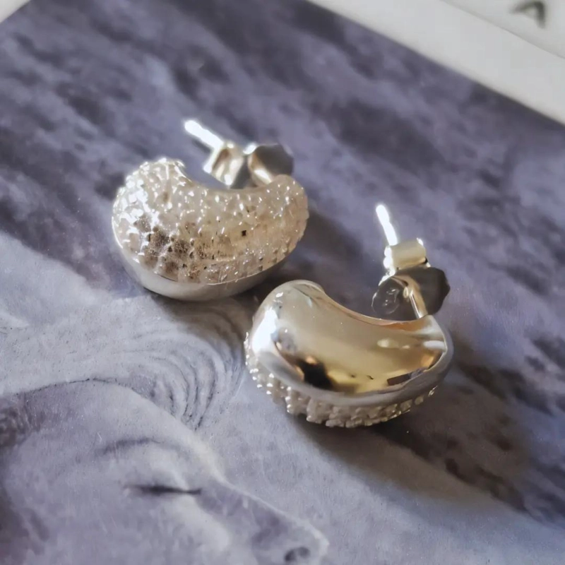 AROS DE PLATA 925 CON STRASS Y ACABADO SATINADO - 7