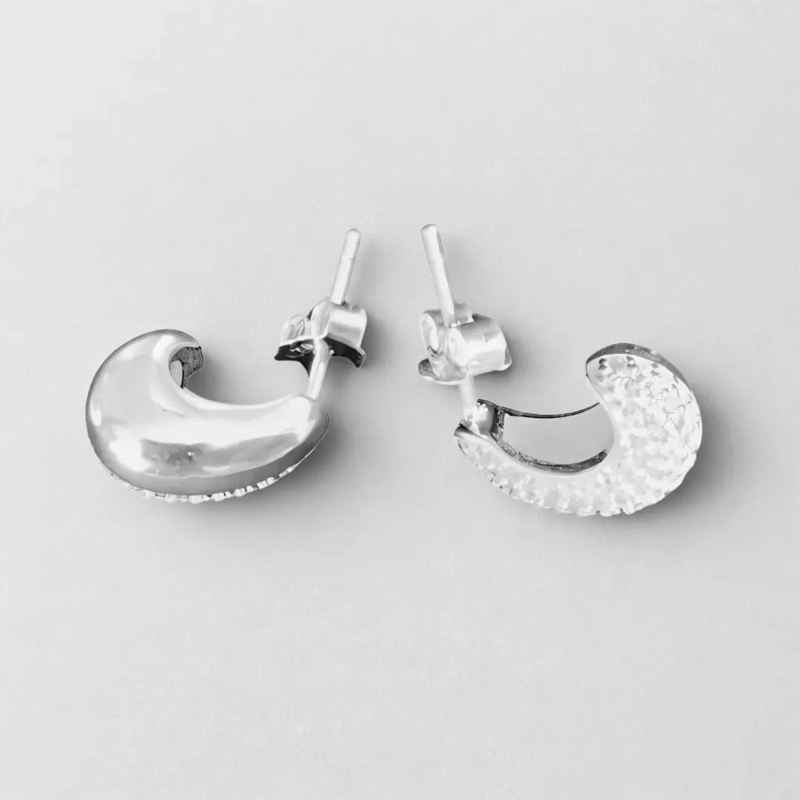 AROS DE PLATA 925 CON STRASS Y ACABADO SATINADO - 9