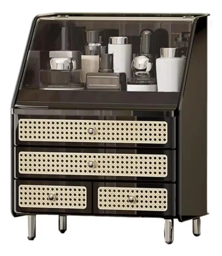 ORGANIZADOR DE MAQUILLAJE PREMIUM COLOR NEGRO CON COMPARTIMENTOS - 1