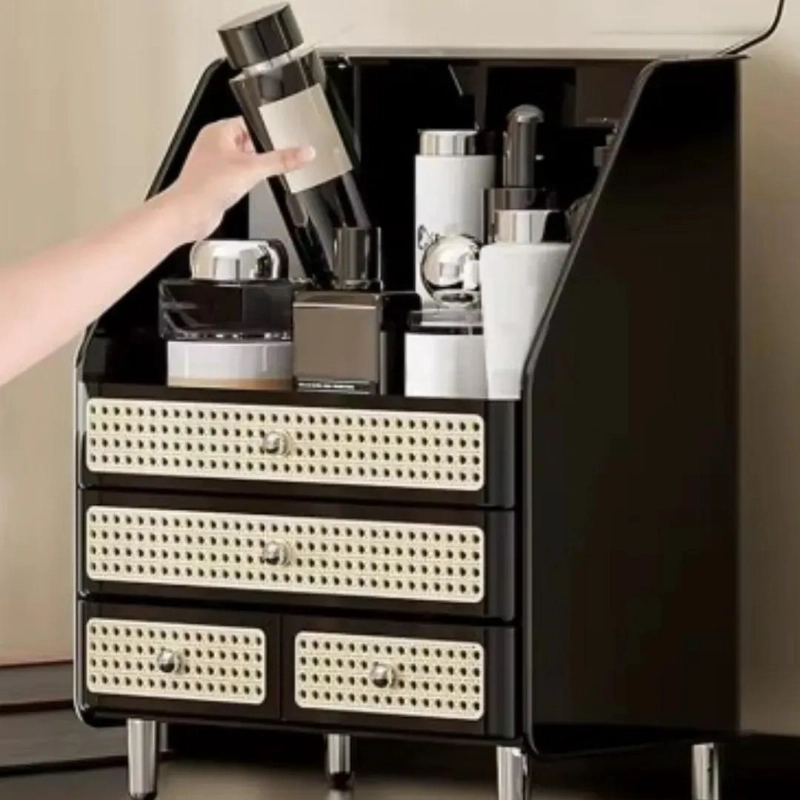ORGANIZADOR DE MAQUILLAJE PREMIUM COLOR NEGRO CON COMPARTIMENTOS - 5