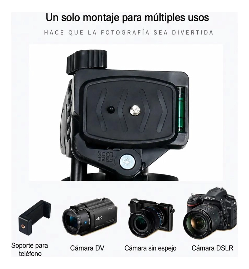 TRIPODE PROFESIONAL GRANDE PARA CAMARA Y CELULAR DE 140 CM - 5