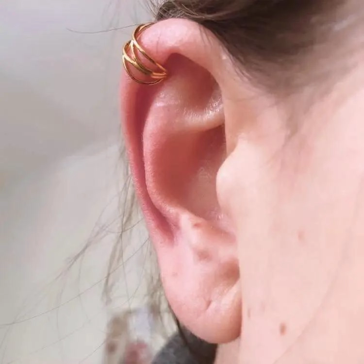 EARCUFF DOBLE CRUZADO EN PLATA BAÑADA EN ORO - 2