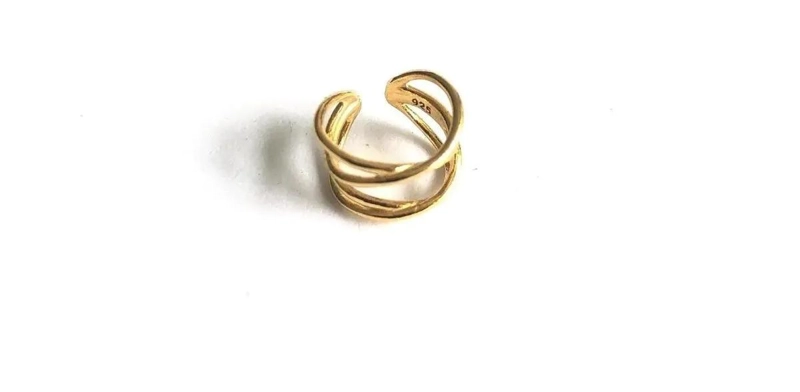 EARCUFF DOBLE CRUZADO EN PLATA BAÑADA EN ORO - 3
