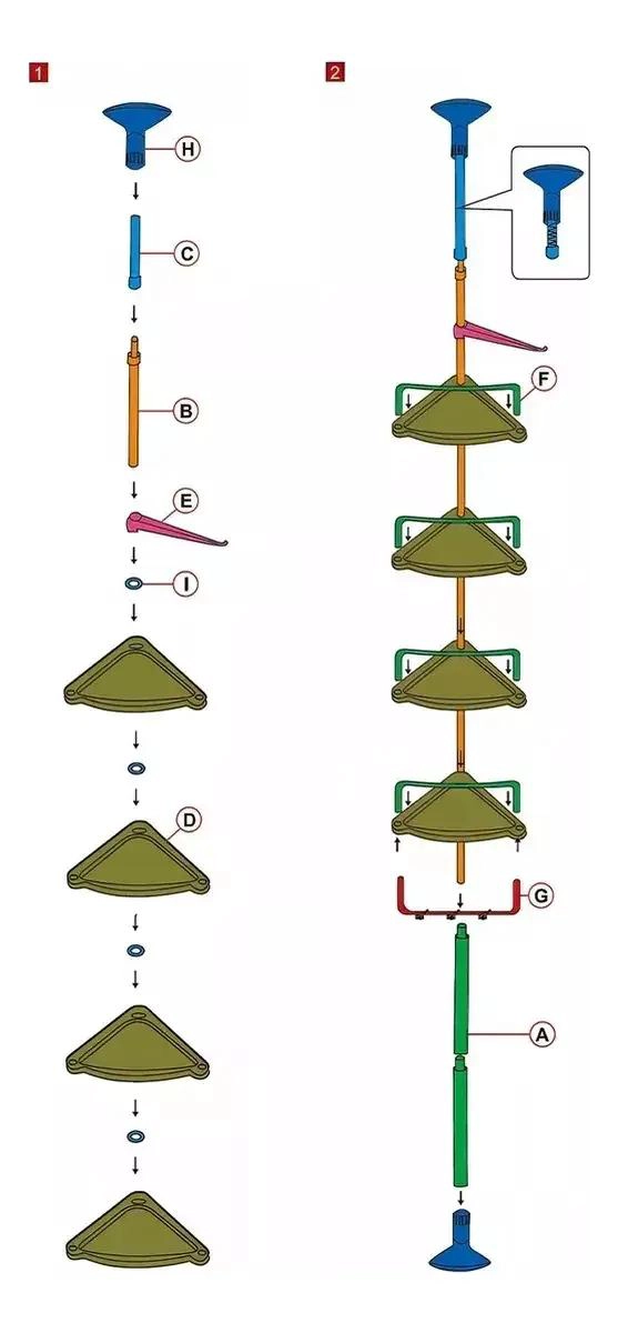 ESQUINERO DE DUCHA AJUSTABLE CON 4 REPISAS DE 2.6M - 6