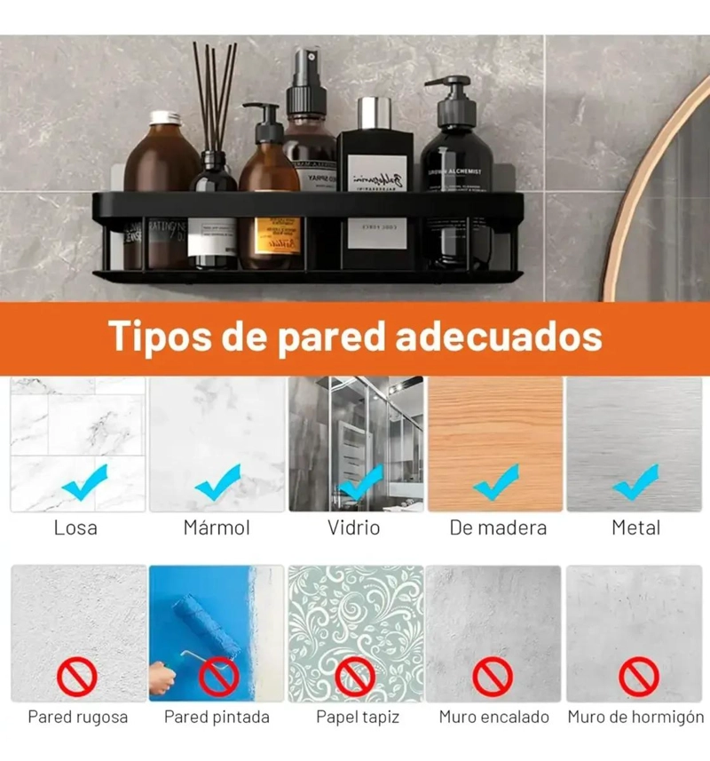 ESTANTE FLOTANTE DE ALUMINIO PARA BAÑO Y COCINA - 9