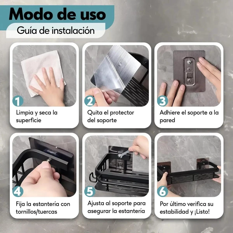 ESTANTE ORGANIZADOR DE DUCHA IMPERMEABLE Y ANTICORROSIVO - 8