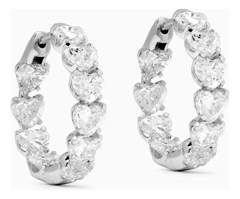 AROS DE CORAZON BRILLANTES EN ORO BLANCO CON CAJA DE REGALO - 3