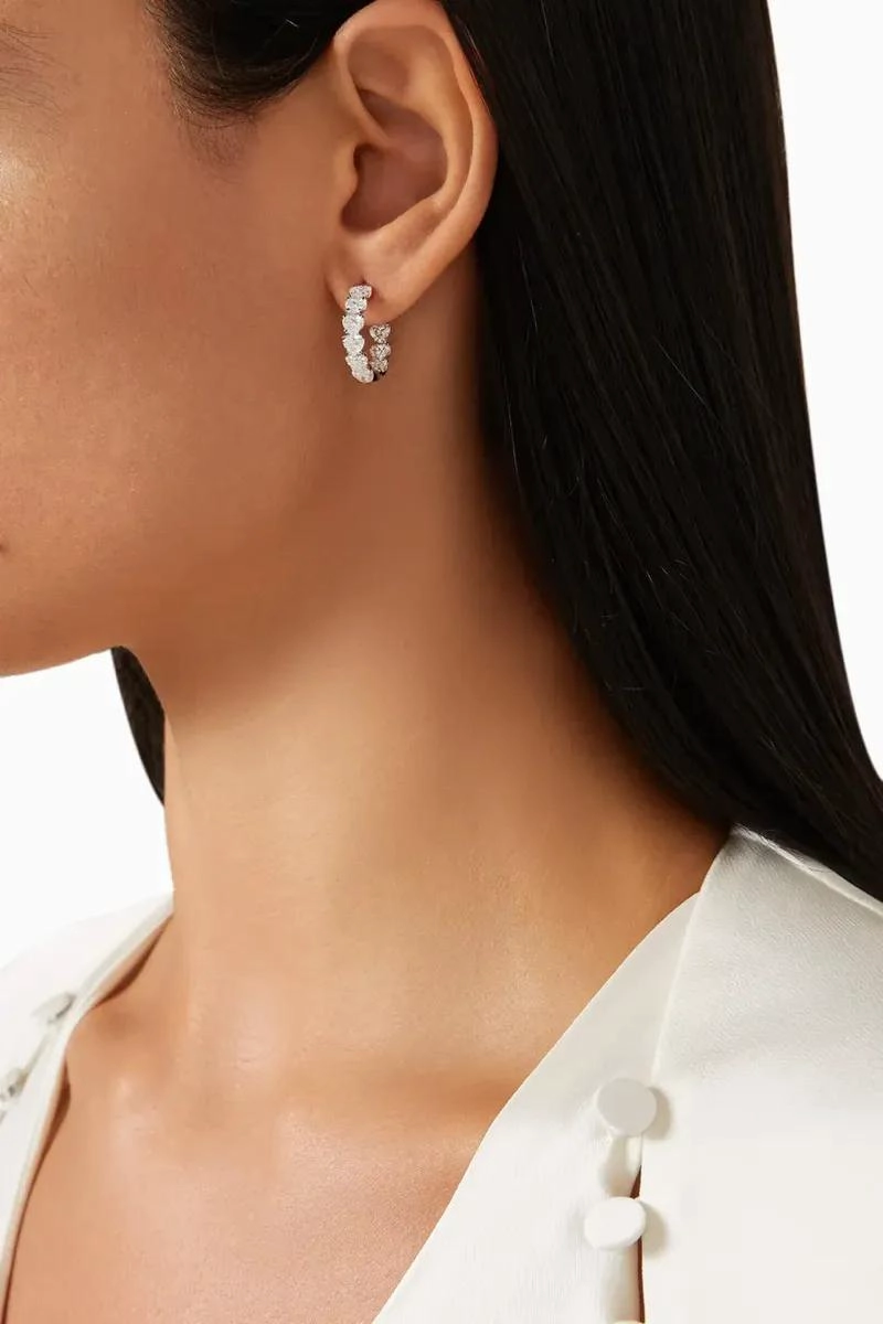AROS DE CORAZON BRILLANTES EN ORO BLANCO CON CAJA DE REGALO - 4