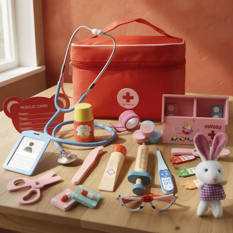SET DE JUEGO DE ROLES ME DICO Y DENTISTA PARA NIÑOS DE MADERA - 1