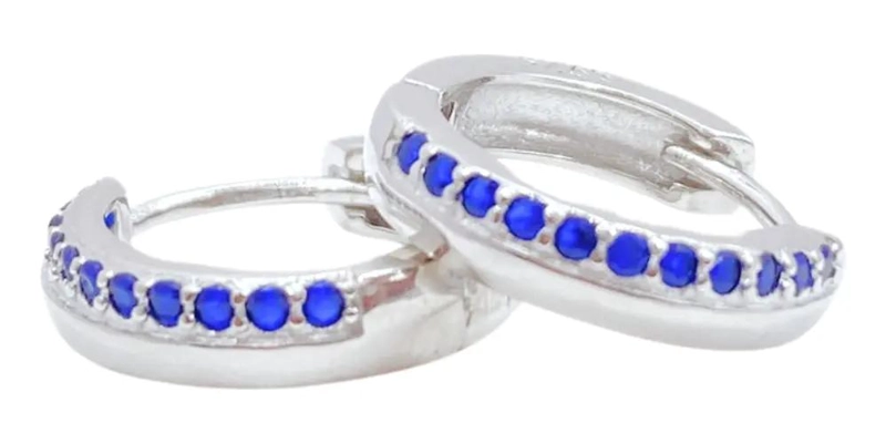 AROS DE PLATA 925 CON CIRCONES AZULES PARA MUJER - 1