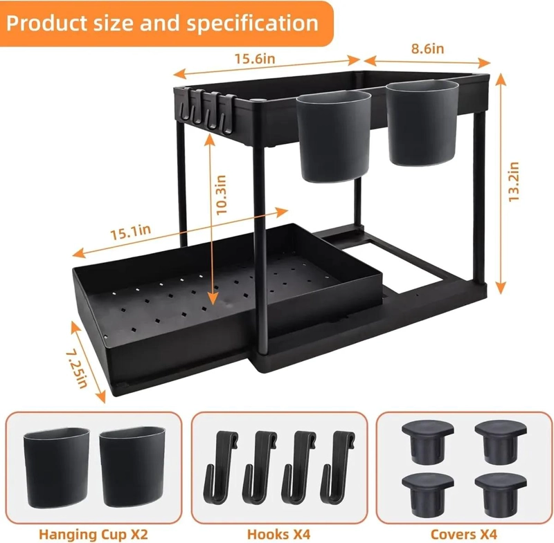 ORGANIZADOR EXTRAIBLE PARA FREGADERO Y GABINETE DE COCINA - 4