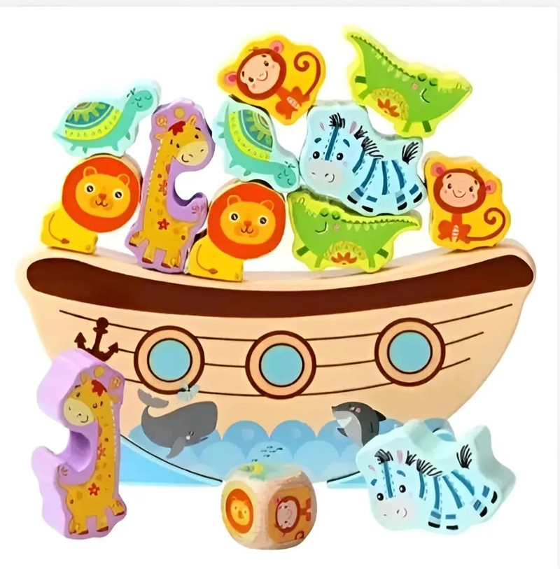 JUEGO DE APILAMIENTO DE ANIMALES DE MADERA PARA NIÑOS - 1