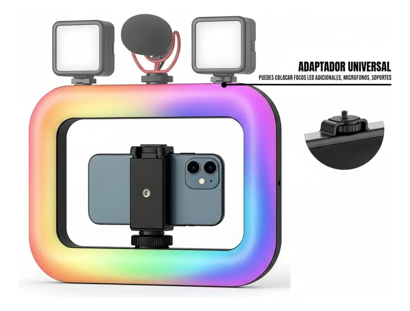 FOCO RGB CON ESTABILIZADOR PARA SMARTPHONE Y GRABACION - 9